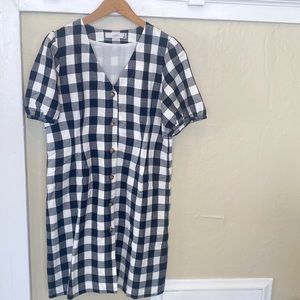 Loft Linen Checkered Mini Dress